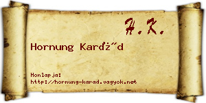Hornung Karád névjegykártya